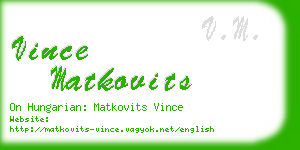 vince matkovits business card